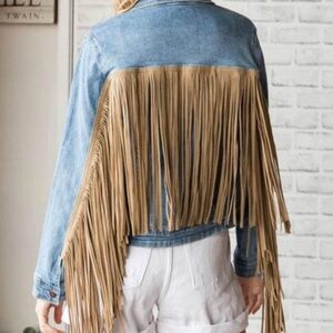 WESTERN FRINGE DENIM JACKET small